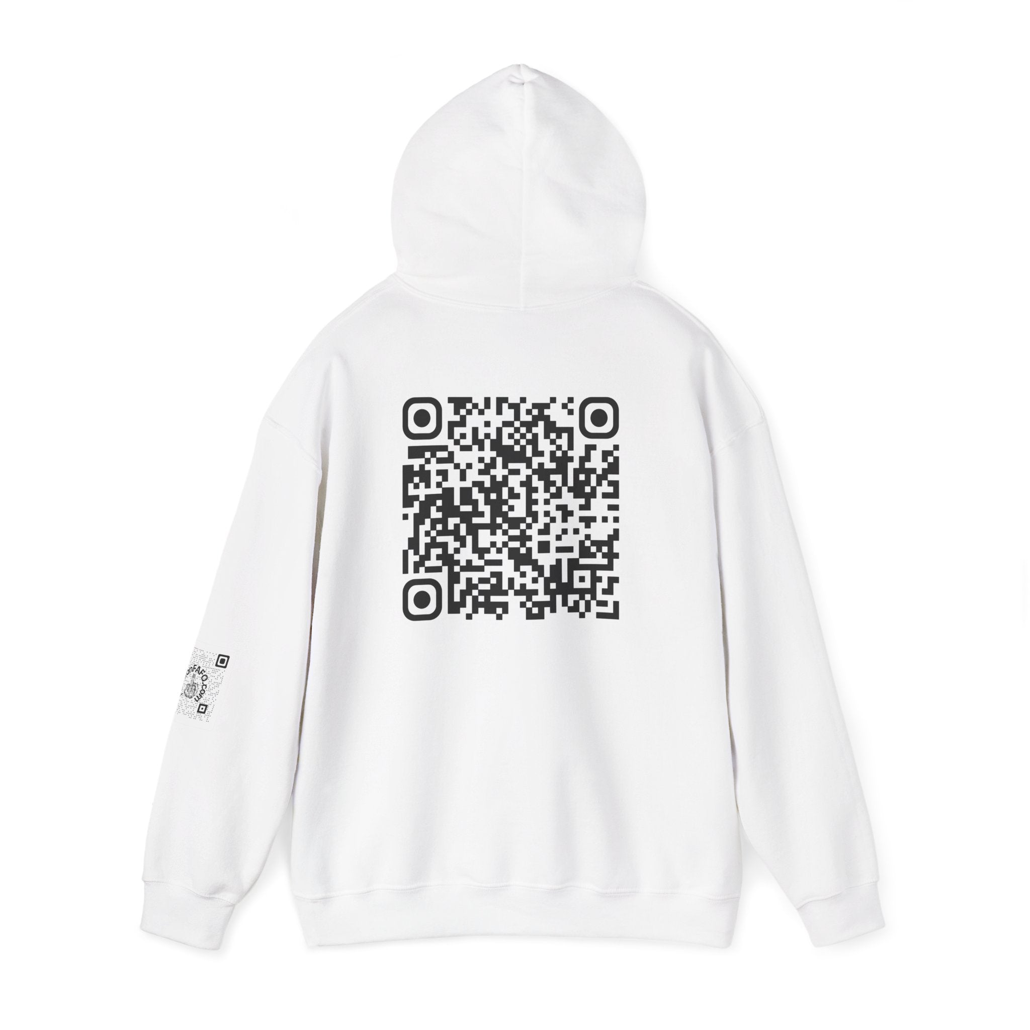 QR Code Hoodie — Scannable Back QR Sweatshirt (Custom Link)